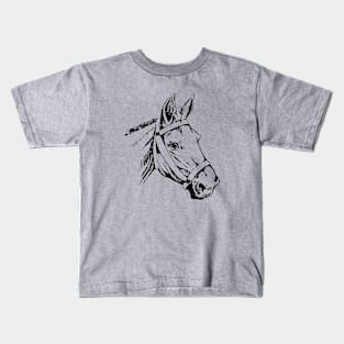 Horse Head Drawing Retro Vintage Kids T-Shirt